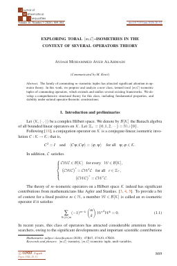 First page of Exploring toral [m, 𝒞]-isometries in the context of several operators theory
