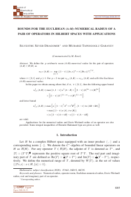 First page of Bounds for the Euclidean (A-M)-numerical radius of a pair of operators in Hilbert spaces with applications