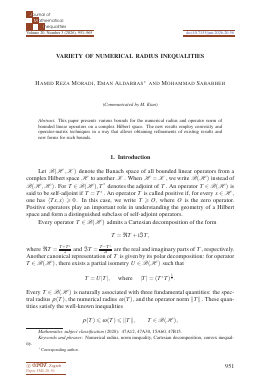 First page of Variety of numerical radius inequalities