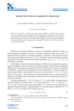 First page of Proper splittings of Hermitian operators
