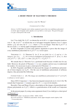 First page of A short proof of Fagundes's theorem