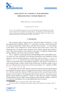First page of Injectivity of canonical maps between operator space tensor products