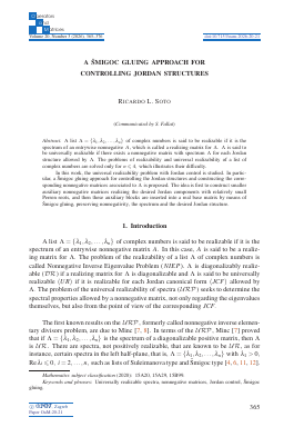 First page of A Šmigoc gluing approach for controlling Jordan structures